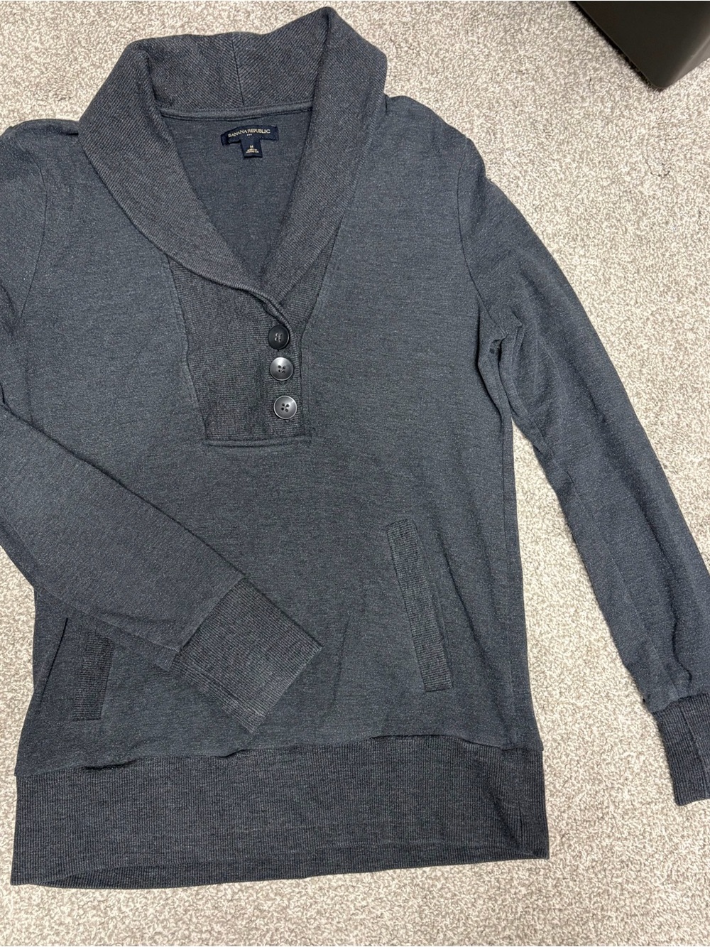Banana Republic Charcoal Shawl-Collar Sweater